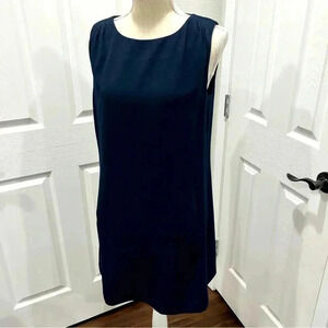 Adrianna Papell Navy Blue exposed zip back sheath mini dress with pockets